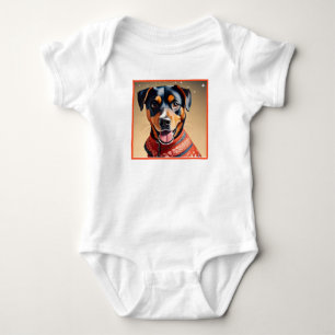 Festliche Freude: Gemütlicher Rottweiler-Mix im ro Baby Strampler
