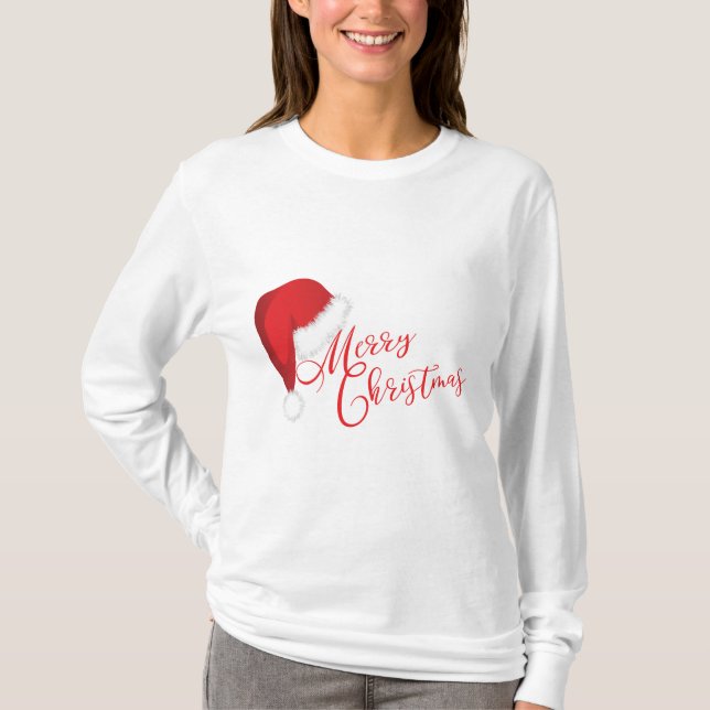 Festliche Frohe Weihnachts-Weihnachtsmannmütze Vin T-Shirt (Vorderseite)