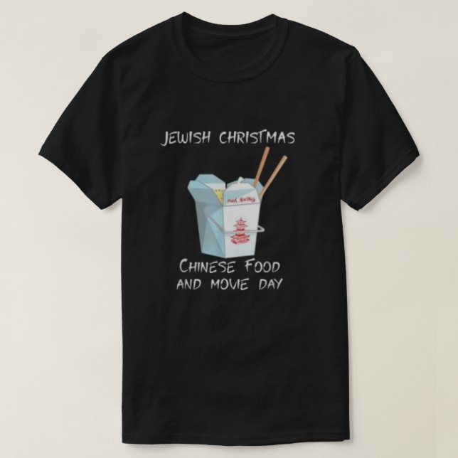 Festliche Fusion jüdisches Weihnachtsessen in Chin T-Shirt (Design vorne)