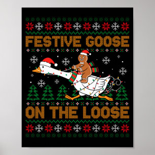 Festliche Gans auf freiem Fuß Lustiger Gingerbread Poster