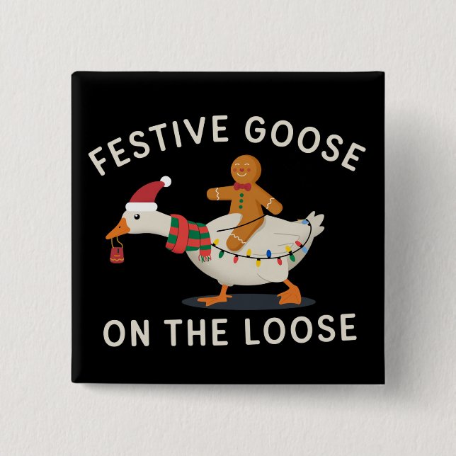 Festliche Gans auf freiem Fuß Weihnachtslebkuchen  Button (Vorderseite)