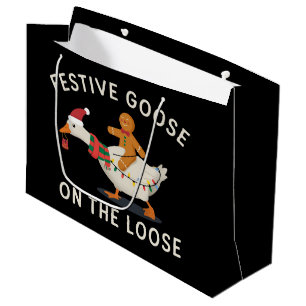 Festliche Gans auf freiem Fuß Weihnachtslebkuchen Große Geschenktüte