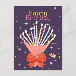 Festliche Geburtstagsfeier Bouquet Candles Celebra Ankündigungspostkarte