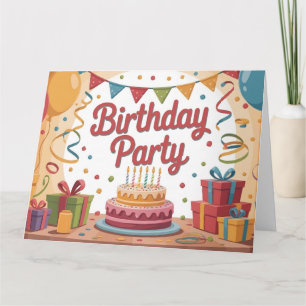 Festliche Geburtstagsfeier-Illustration mit Kuchen Karte