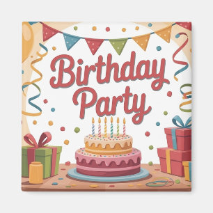 Festliche Geburtstagsfeier-Illustration mit Kuchen Magnet