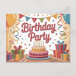 Festliche Geburtstagsfeier-Illustration mit Kuchen Postkarte