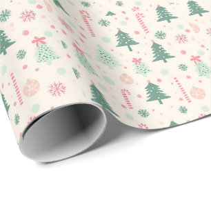 Festliche gemütliche Weihnachtsbäume Geschenkpapier