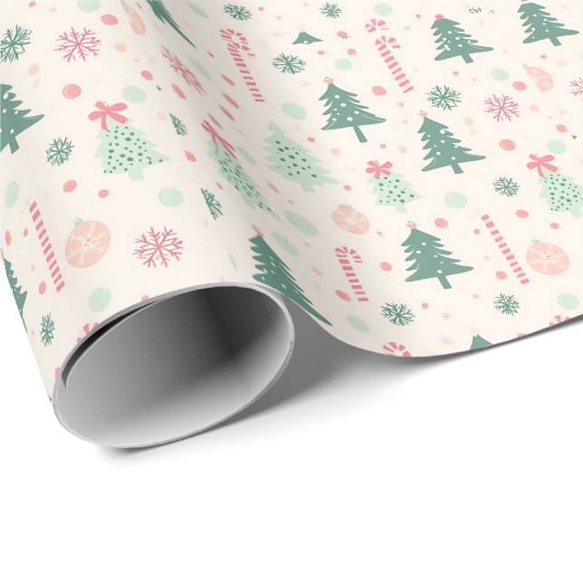 Festliche gemütliche Weihnachtsbäume Geschenkpapier (Rolleneckpunkt)