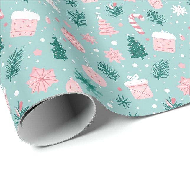 Festliche gemütliche Weihnachtsbäume Geschenkpapier (Rolleneckpunkt)