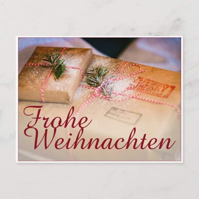 Festliche Geschenke als Weihnachtsmotiv Feiertagspostkarte (Vorderseite)