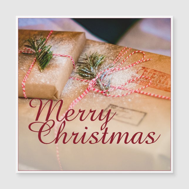 Festliche Geschenke als Weihnachtsmotiv Magnetkarte (Vorderseite)