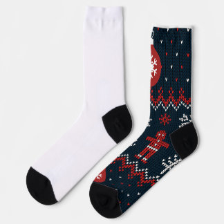 Festliche gestrickte Schneeflocken Lebkuchenmuster Socken