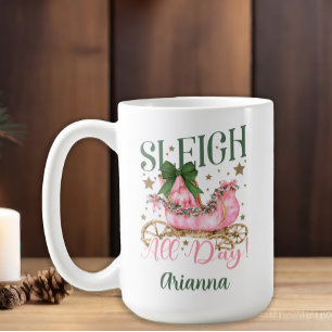 Festliche Girl Pink Sleigh Der ganze Tag Kaffeetasse