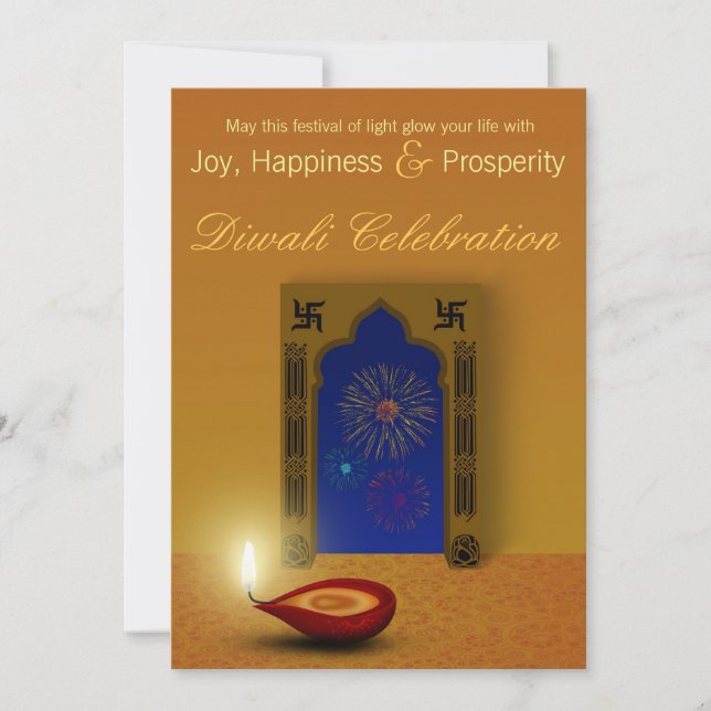 Festliche glückliche Diwali Feuerwerke - Einladung (Vorderseite)