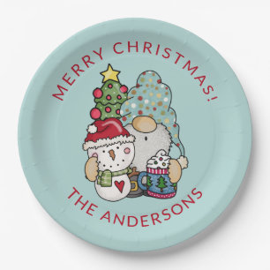 Festliche Gnome Snowman Weihnachtsscheibe Pappteller