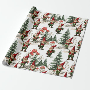 Festliche Gnome und Pilz-Wald Weihnachten Geschenkpapier