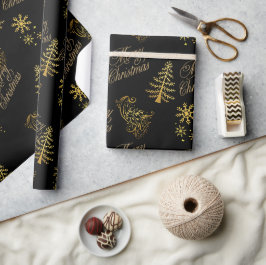 Festliche goldene Weihnachtseinpackpapier Geschenkpapier