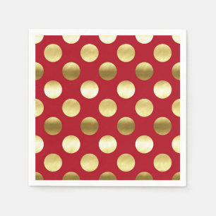 Festliche Goldfolien-Tupfen rot Serviette