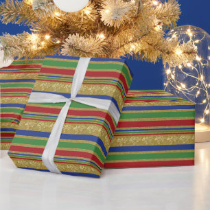 Festliche Goldstreifen-Feier Geschenkpapier