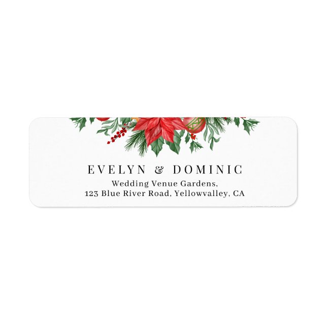 Festliche Grün Weihnachten Hochzeit Rücksendeadres (Vorne)