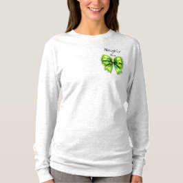 Festliche grüne Furry Bow-Lights naughty oder Nice T-Shirt