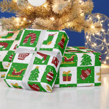 Festliche grüne und rote Weihnachtsikonen