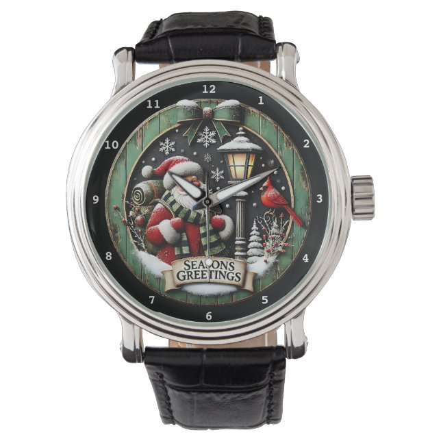 Festliche Grüße Santa Kardinal  Armbanduhr (Vorderseite)