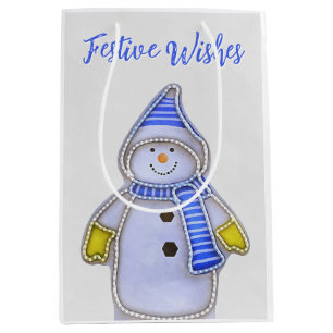 Festliche Grüße. Schneemann-Design Mittlere Geschenktüte