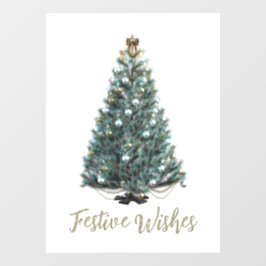 Festliche Grüße. Weihnachtsbaum-Design Fensteraufkleber