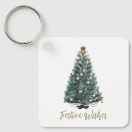 Festliche Grüße. Weihnachtsbaum-Design Schlüsselanhänger