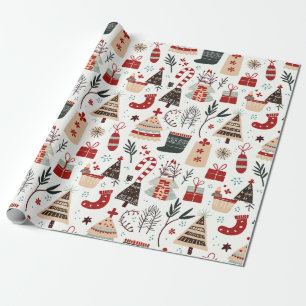 Festliche handgezeichnete Muster Geschenkpapier