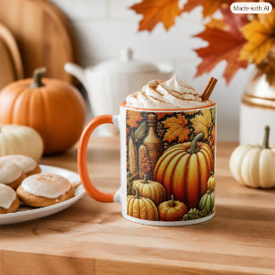 Festliche Herbstsaison Ernte Kürbisse Kaffeetasse