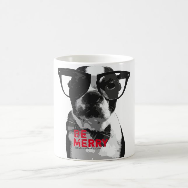 Festliche Hipster-Boston-Terrier-Tasse!! Kaffeetasse (Mittel)