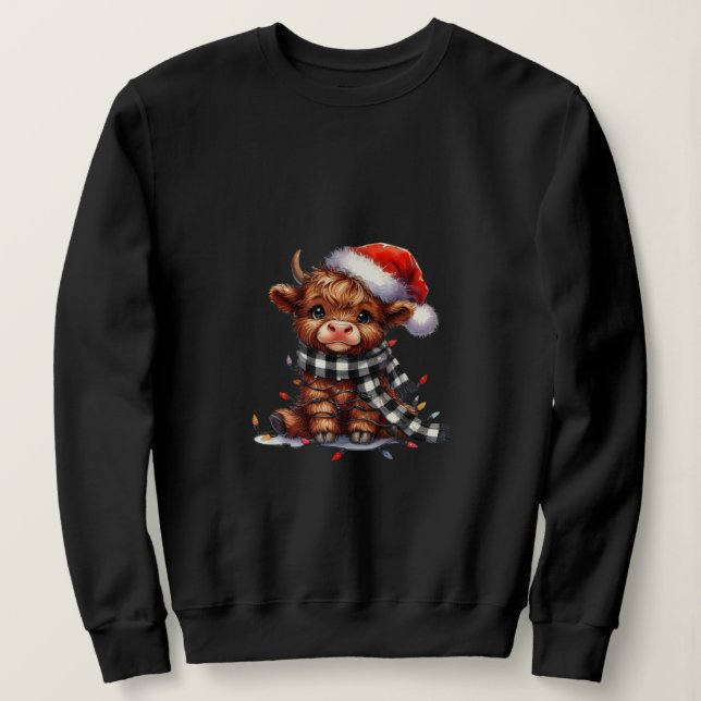 Festliche Hochlandkuh-Illustration Sweatshirt (Design vorne)