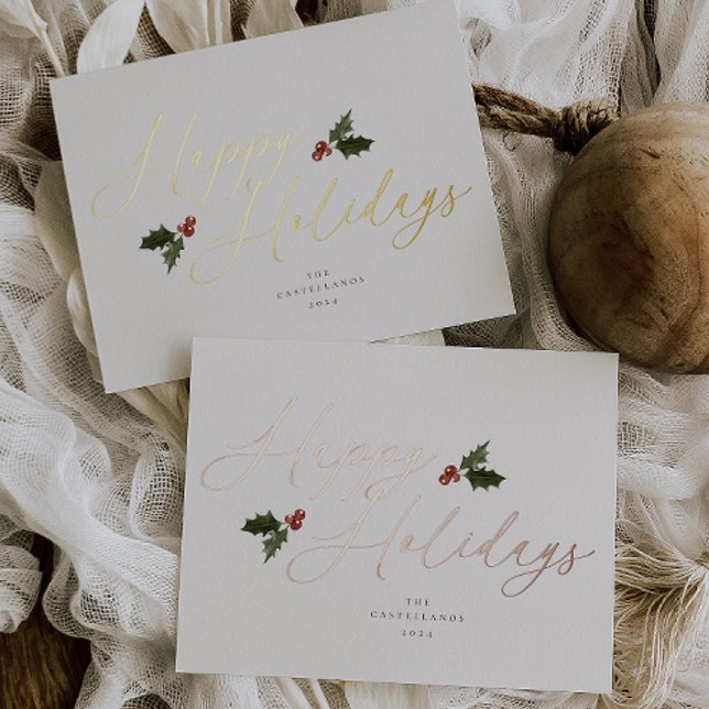 Festliche Holly Foil Ferienkarte Folien Feiertagspostkarte (Von Creator hochgeladen)