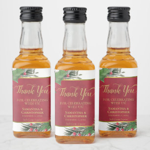 Festliche Holly & Pine Dankeschön Hochzeits Mini Alkoholflaschenetikett