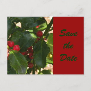 Festliche Holly Save the Date Postkarte
