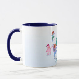 Festliche Hunde Ice Skaten Baby Blue Christmas Tasse