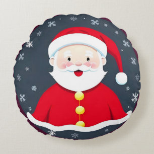 Festliche Illustration mit dem Weihnachtsmann Rundes Kissen