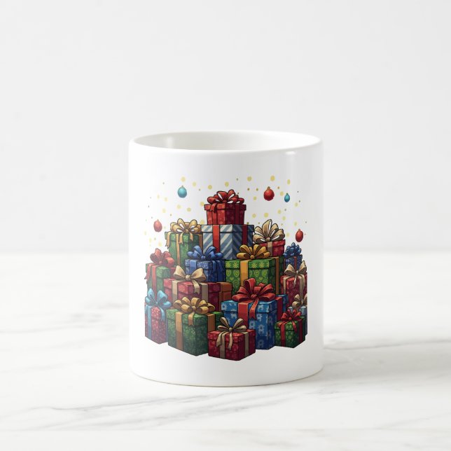 Festliche Illustrierte Weihnachtsgeschenke Pile Kaffeetasse (Mittel)