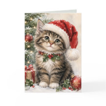 Festliche Katze in Santa-Mütze Weihnachtskarte
