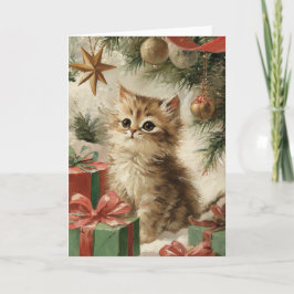 Festliche Katzen-Weihnachts-Grußkarte Feiertagskarte