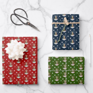 festliche Kayak Weihnachtsbaum rot grün blau Geschenkpapier Set