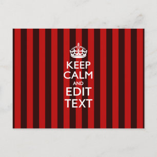 Festliche 'Keep Calm' Text auf roten Streifen Postkarte