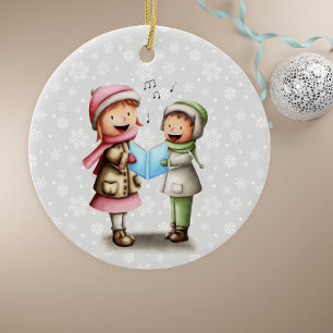Festliche Kinder singen Weihnachtslieder Keramik Ornament