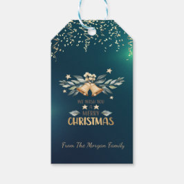 Festliche Konfetti, Weihnachtsglocken, grün Geschenkanhänger