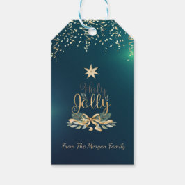 Festliche Konfetti, Weihnachtsglocken, Stern, Grün Geschenkanhänger