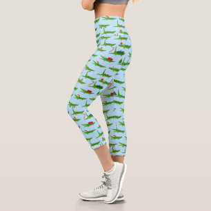 Festliche Krokodile in Weihnachtskostümmuster Capri Leggings