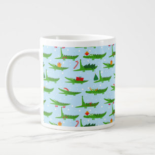 Festliche Krokodile in Weihnachtskostümmuster Jumbo-Tasse