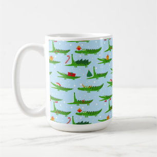 Festliche Krokodile in Weihnachtskostümmuster Kaffeetasse